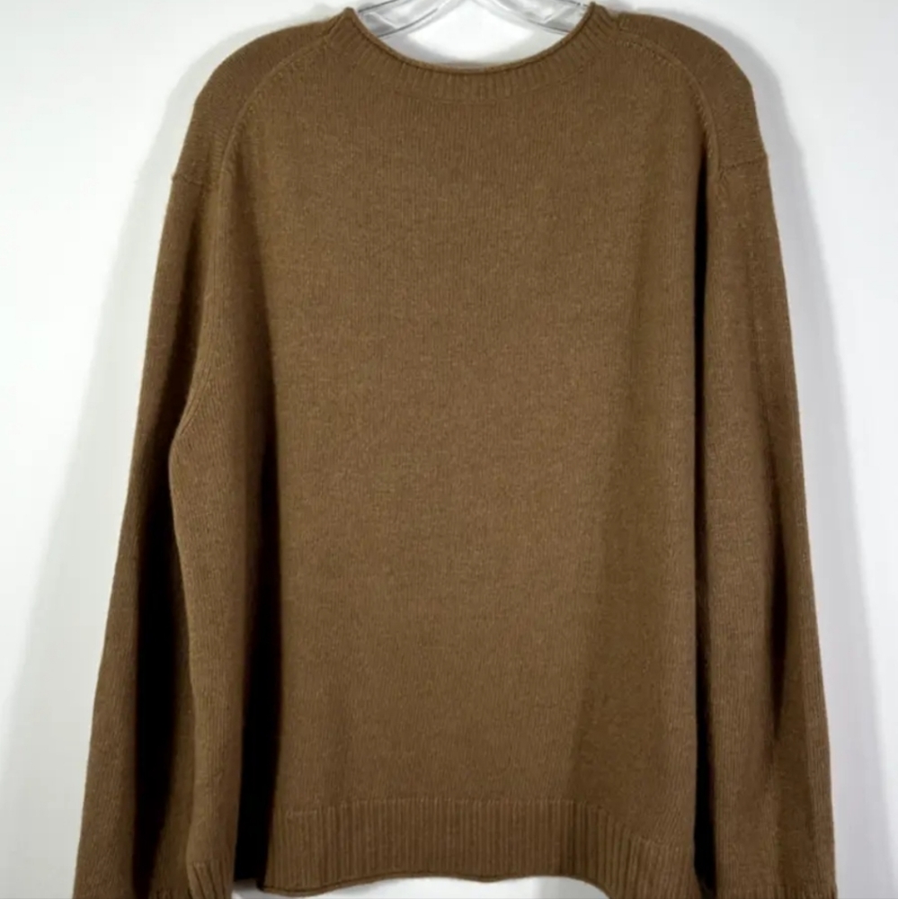 Jenni Kayne Womens Everyday Sweater Size 1X Brown Round Neck Pullover Tight Knit